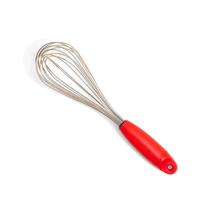 Dreamfarm Flisk 3-in-1 vouwplatte, ruimtebesparende bak- en kookballongarde, sausgarde en platte ontgassende garde, roestvrij staal - 30,5 cm rood