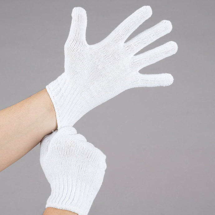 Standard Weight White Polyester / Cotton Work Gloves Large 12pk