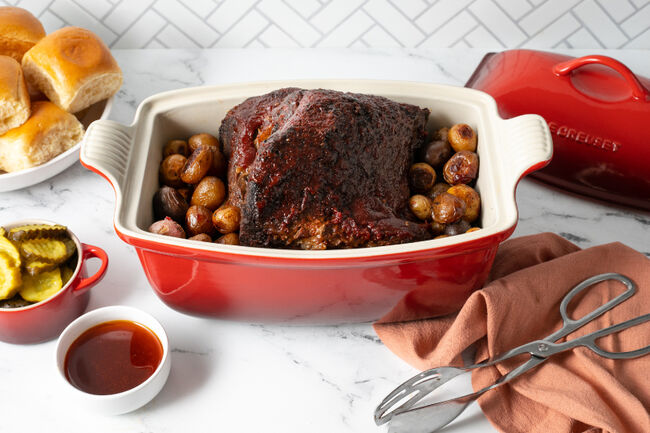 BBQ Beef Roast with Sweet Bourbon Glaze (Le Creuset Recipe)