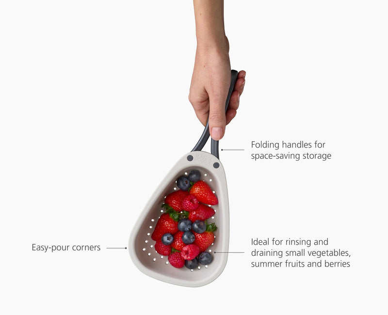 Load image into Gallery viewer, Joseph Joseph Droplet Mini White Colander with Folding Handle
