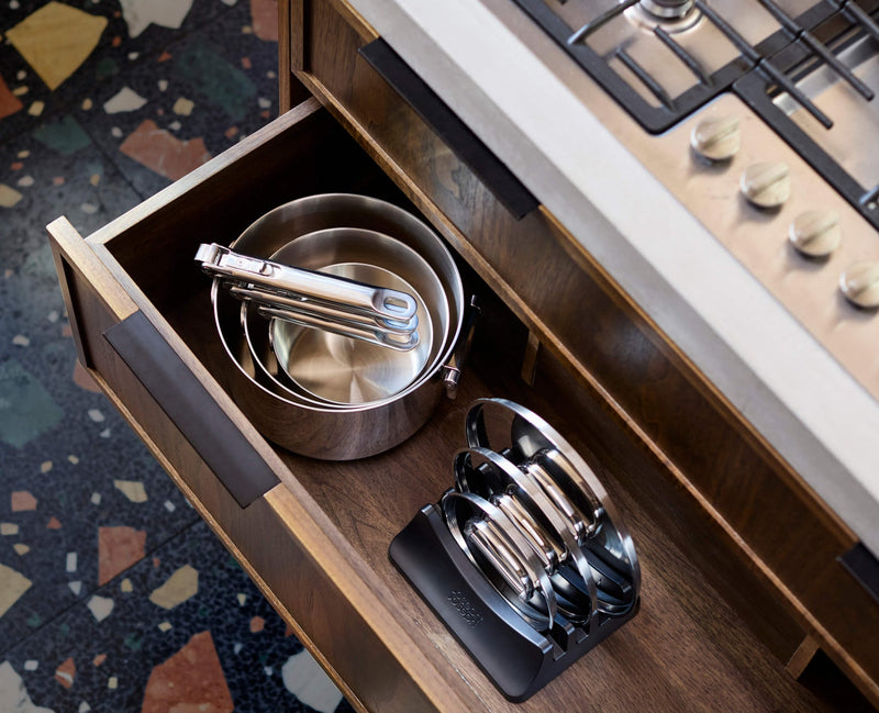 Load image into Gallery viewer, Joseph Joseph Space Steel Folding Handle 6-Piece Saucepan Set
