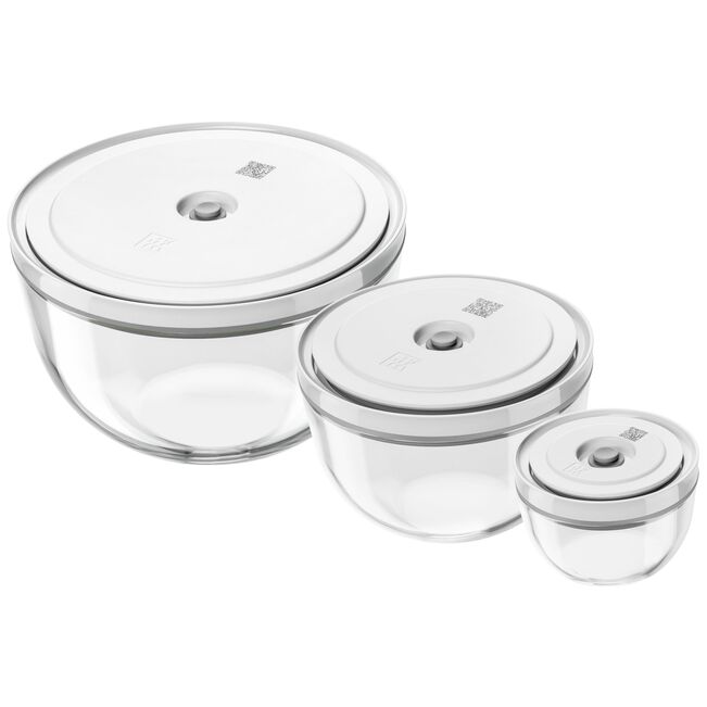 Load image into Gallery viewer, ZWILLING Fresh &amp; Save Vacuum bowl set S/M/L / 6-pc, glass, transparent-white *Flash Sale
