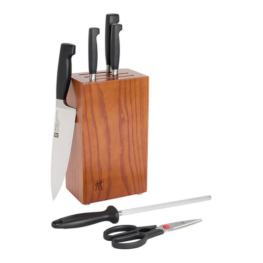 Zwilling Four Star 7pc Anniversary Knife Block Set - Brown Ash *Flash Sale