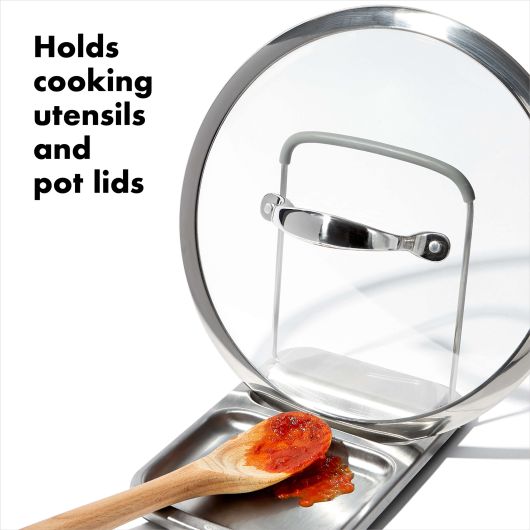 Load image into Gallery viewer, Stainless Steel Spoon Rest with Lid Holder
