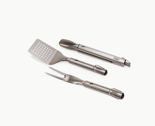 Joseph Joseph GrillOut™ 3-Piece Stainless-Steel BBQ Turner, Tongs & Fork Set