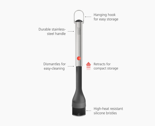Joseph Joseph GrillOut™ Black BBQ Silicone Basting Brush with Extending Handle