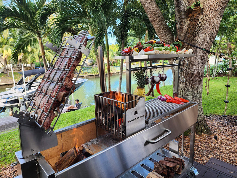 Load image into Gallery viewer, Tagwood Argentine Santa Maria Wood Fire &amp; Charcoal Gaucho Grill | BBQ06SS PARTIALLY ASSEMBLED
