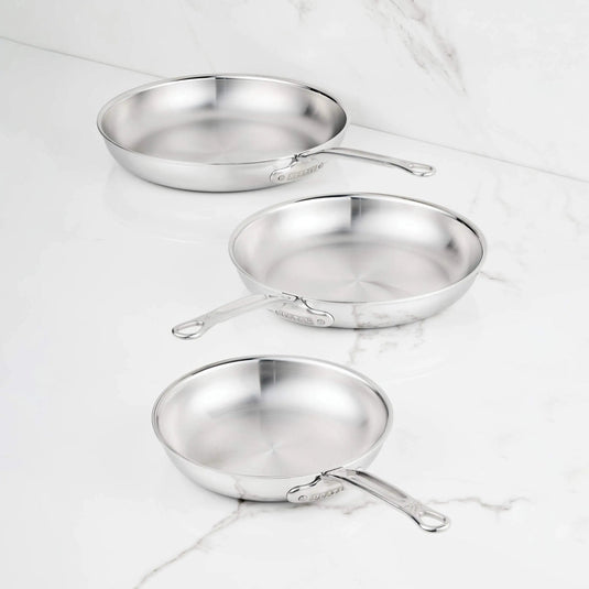 Hestan ProBond Luxe Polished Clad Stainless Steel Skillets Set 3-piece