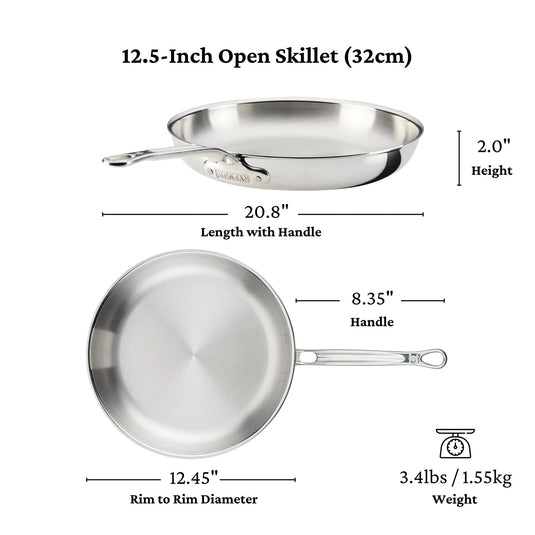 Hestan ProBond Luxe Polished Clad Stainless Steel Skillets Set 3-piece