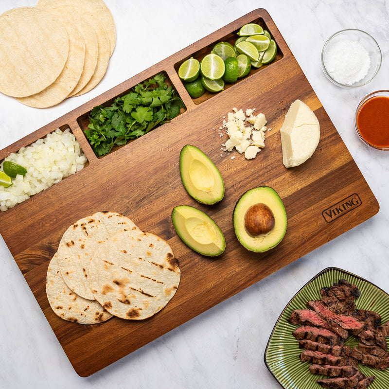 Load image into Gallery viewer, Viking Acacia 20-Inch Reversible Butcher Block Prep and Carving Board
