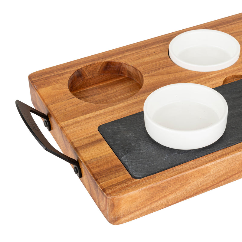 Load image into Gallery viewer, Viking 7-Piece Acacia Wood Slate Cheese Board Set
