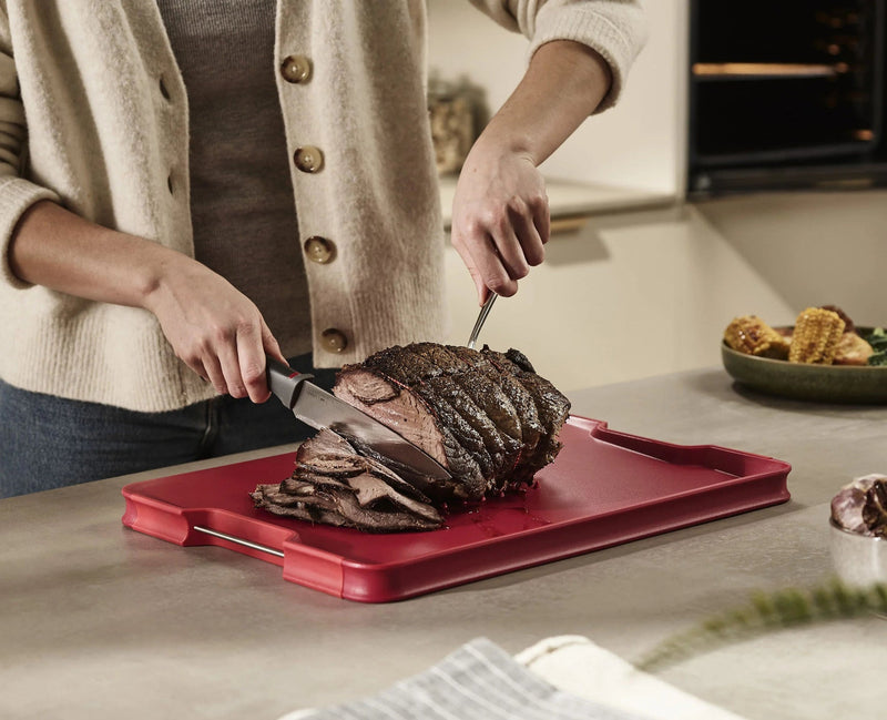 Load image into Gallery viewer, Joseph Joseph Cut&amp;Carve™ Plus Multi-function Red Cutting Board
