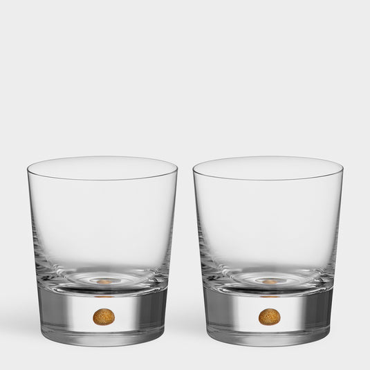 Orrefors Intermezzo Gold Double Old Fashioned Set of 2
