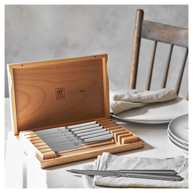 Load image into Gallery viewer, Zwilling 8-pc, Stainless Steel Steak Knife Set with Wood Presentation Case *Flash Sale

