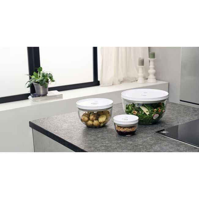 Load image into Gallery viewer, ZWILLING Fresh &amp; Save Vacuum bowl set S/M/L / 6-pc, glass, transparent-white *Flash Sale
