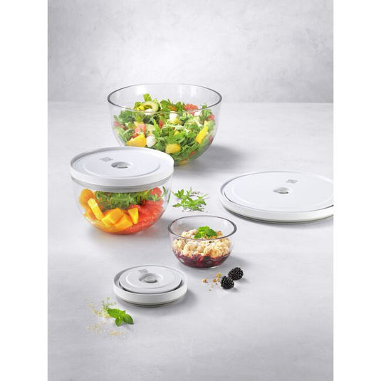 ZWILLING Fresh & Save Vacuum bowl set S/M/L / 6-pc, glass, transparent-white *Flash Sale