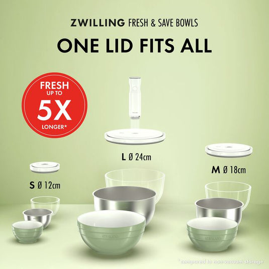ZWILLING Fresh & Save Vacuum bowl set S/M/L / 6-pc, stainless steel, silver-white *Flash Sale