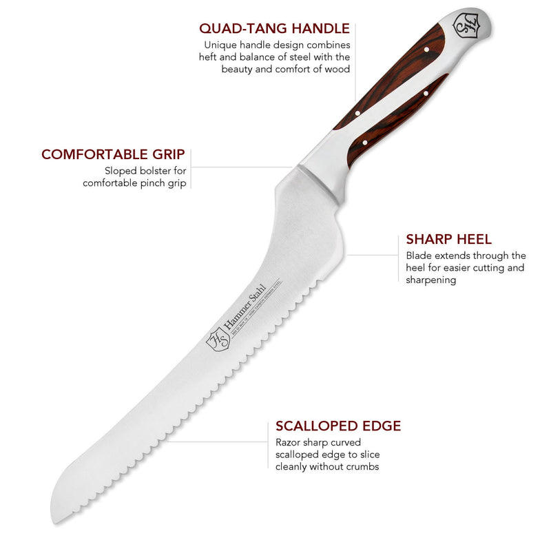 Load image into Gallery viewer, Hammer Stahl 9&quot; Offset Bread Knife
