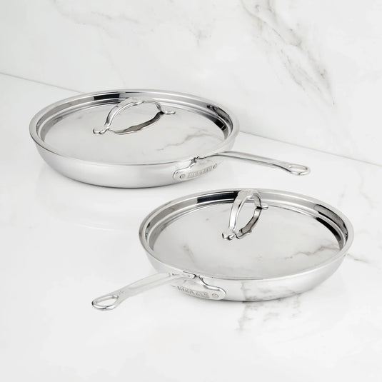 Hestan ProBond Luxe Polished Clad Stainless Steel Covered Skillets 2 Set