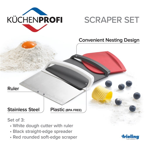 Fullering Scraper Frieling Scraper 3 pc Set: dough cutter, curved edge and flat edge scr ...