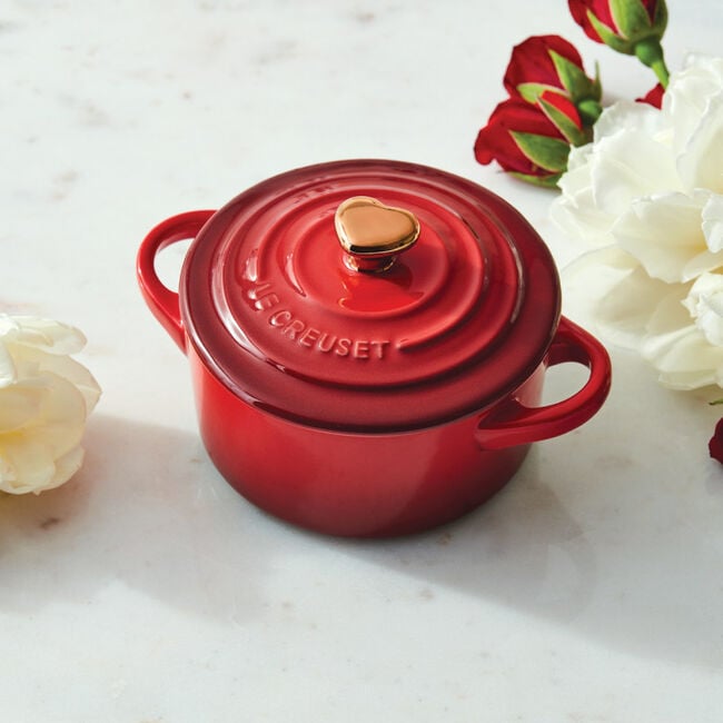 Load image into Gallery viewer, Le Creuset Mini Cocotte with Gold Heart Knob

