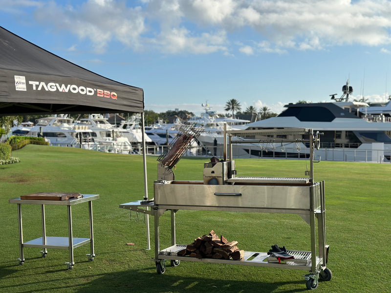 Load image into Gallery viewer, Tagwood Argentine Santa Maria Wood Fire &amp; Charcoal Gaucho Grill | BBQ06SS PARTIALLY ASSEMBLED
