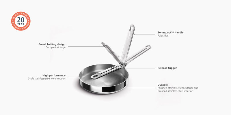 Load image into Gallery viewer, Joseph Joseph Space Steel Folding Handle 8" Frying Pan
