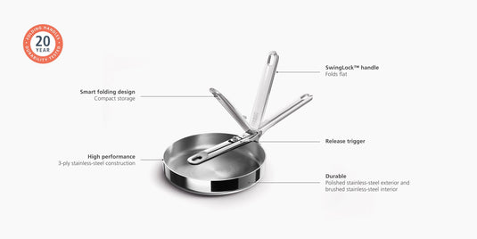 Joseph Joseph Space Steel Folding Handle 8" Frying Pan