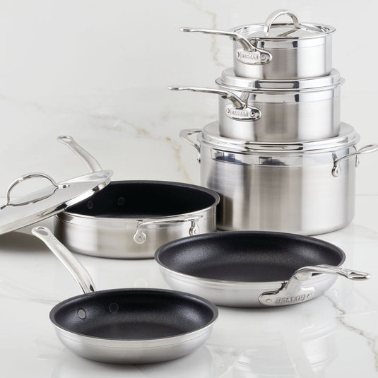 Hestan ProBond Professional Clad Stainless Steel TITUM® Nonstick Ultimate Cookware Set, 10-Piece