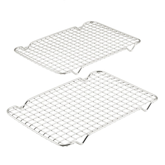 Stainless Steel Pan Quarter Sheet with Cooling Rack Set 2 Baking Sheets +2  Racks