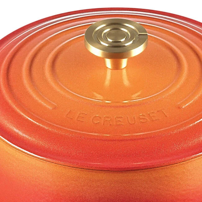 Load image into Gallery viewer, Le Creuset Signature Round Dutch Oven Flamme Dorée with Crucible Knob
