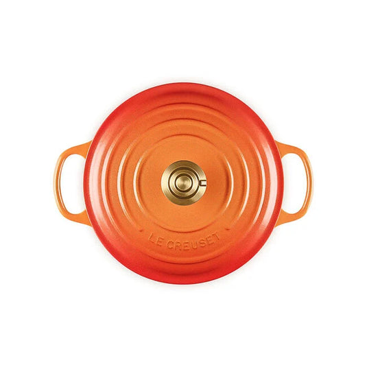 Le Creuset Signature Round Dutch Oven Flamme Dorée with Crucible Knob