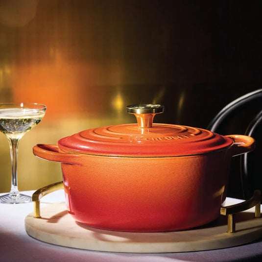 Le Creuset Signature Round Dutch Oven Flamme Dorée with Crucible Knob