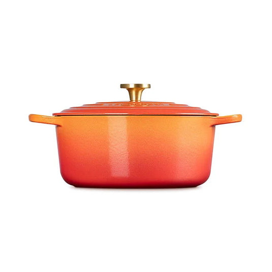 Le Creuset Signature Round Dutch Oven Flamme Dorée with Crucible Knob