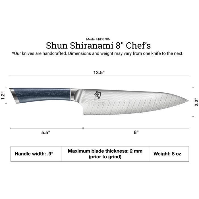 Load image into Gallery viewer, Shun Shiranami 8" Chef's Knife
