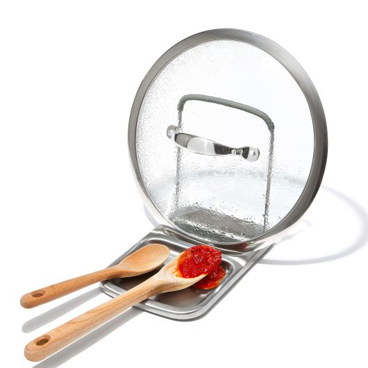 Load image into Gallery viewer, Stainless Steel Spoon Rest with Lid Holder
