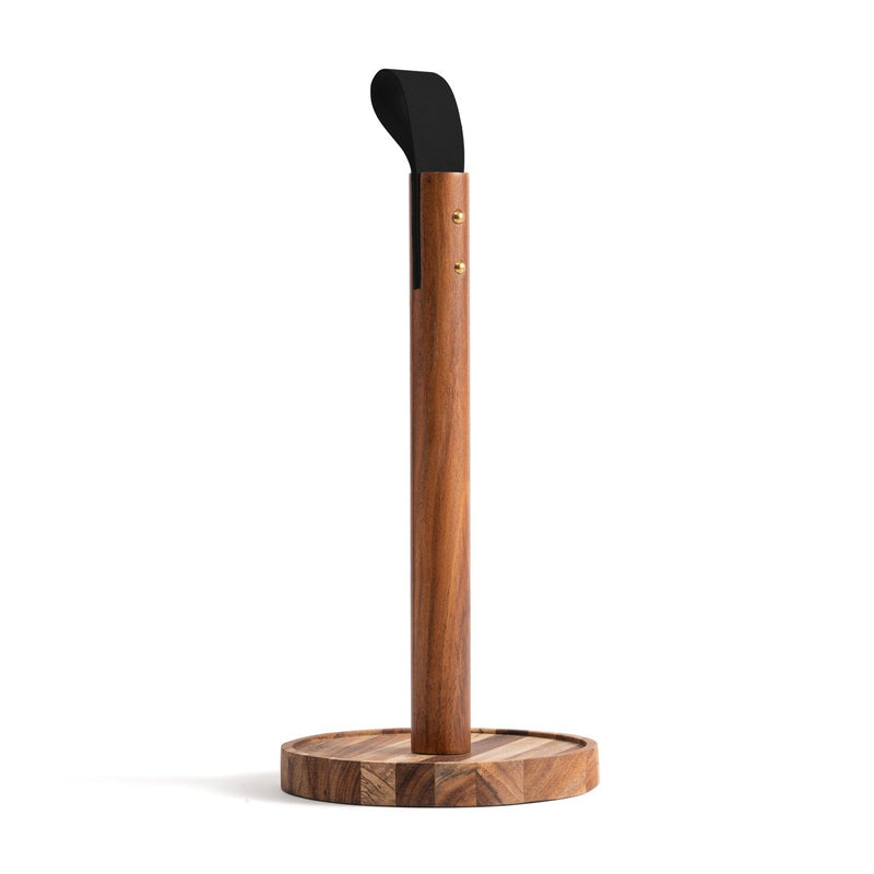 Load image into Gallery viewer, Ironwood Gourmet Acacia Wood Paper Towel Holder with Leather Handle

