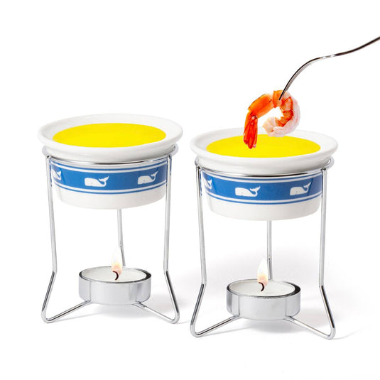 Nantucket Seafood Nautical Whale Butter Warmers, Ceramic, Set of 2