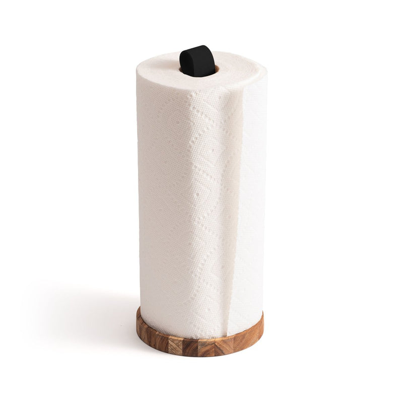 Load image into Gallery viewer, Ironwood Gourmet Acacia Wood Paper Towel Holder with Leather Handle
