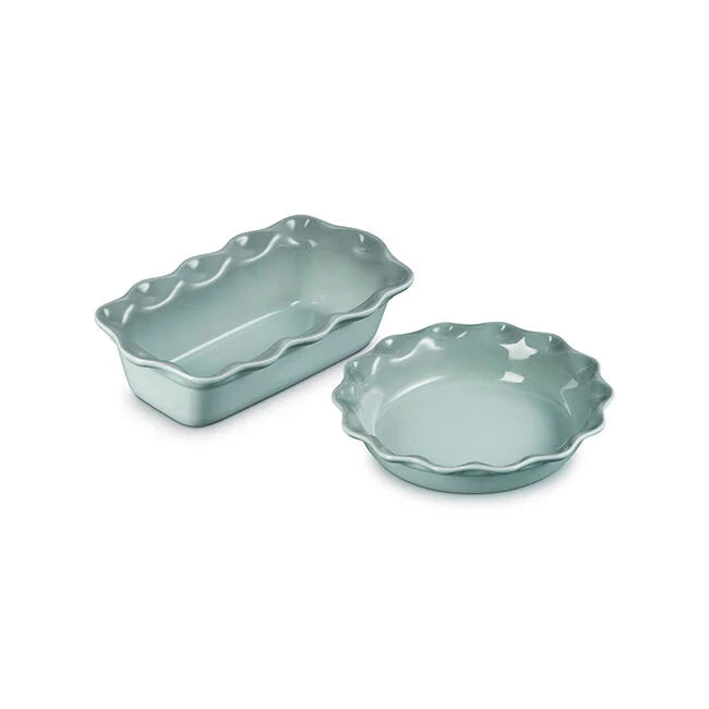 Sea Salt Le Creuset Heritage Pie Dish and Fluted Loaf Pan Set