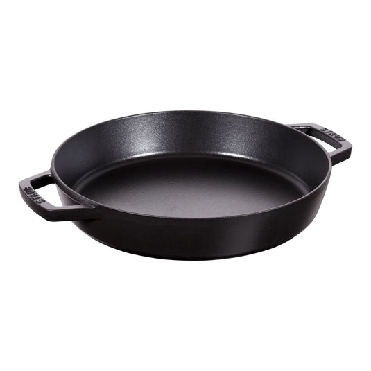 14 Inch Cast Iron Pizza Pan, Dual Handles Skillet Frying Pan For