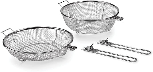 Outset Jumbo Stainless Steel Grill Basket and Skillet with Removable Handle