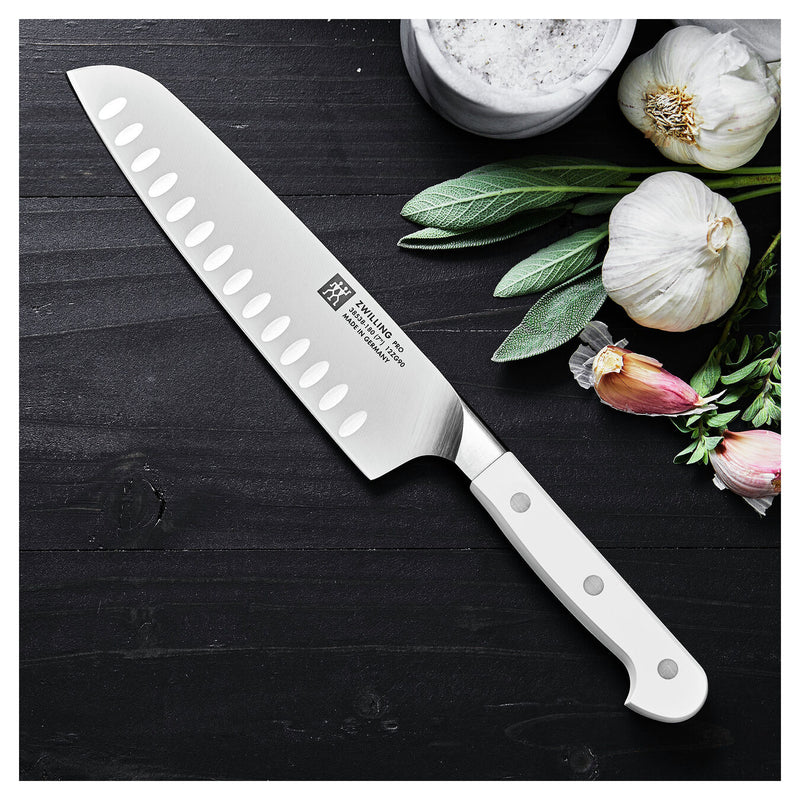 Load image into Gallery viewer, Zwilling Pro Le Blanc 7&quot; Hollow Edge Slim Santoku Knife
