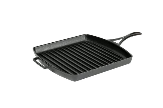 Lodge Seasoned Cast Iron Square Grill Pan With Assist Handle, 10.5