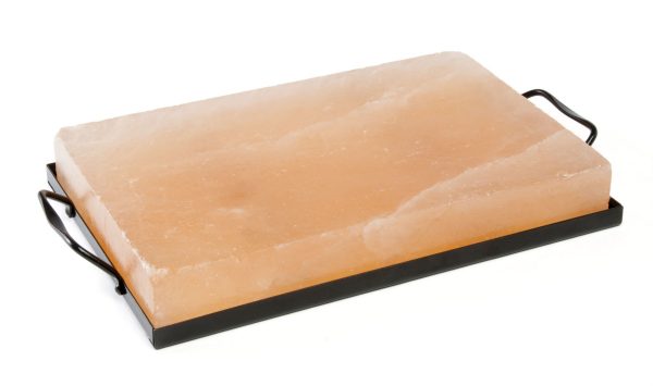 Charcoal Companion 12” x 8” Himalayan Salt Plate & Holder Set for Cooking & Serving