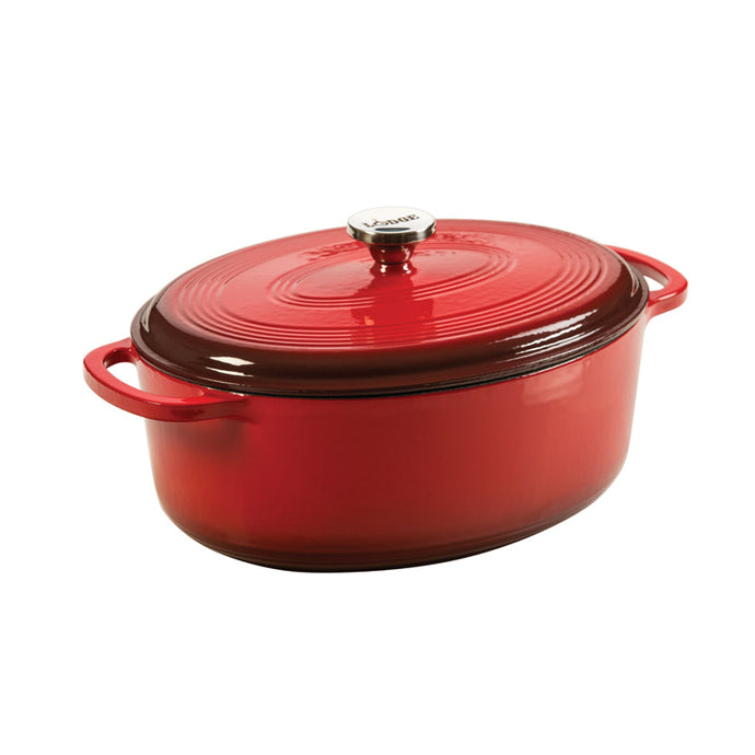 Lodge 7 Quart Enameled Oval Dutch Oven, Red