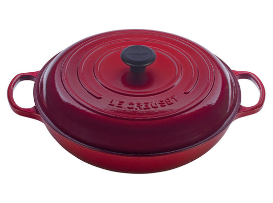 Red 4QT Enameled Cast Iron Signature Casserole Braiser Pan