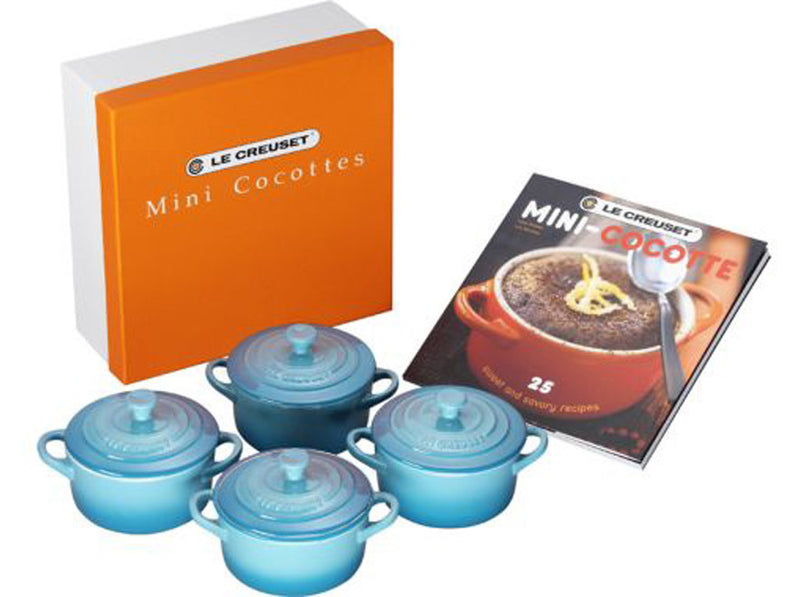 Load image into Gallery viewer, Le Creuset Mini Cocottes Set/4 W/ Cookbook
