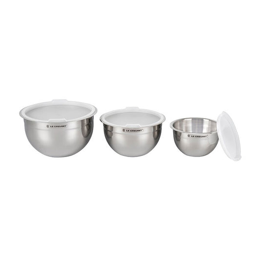 Le Creuset Stainless Steel Mixing Bowls with Lids, Set of 3