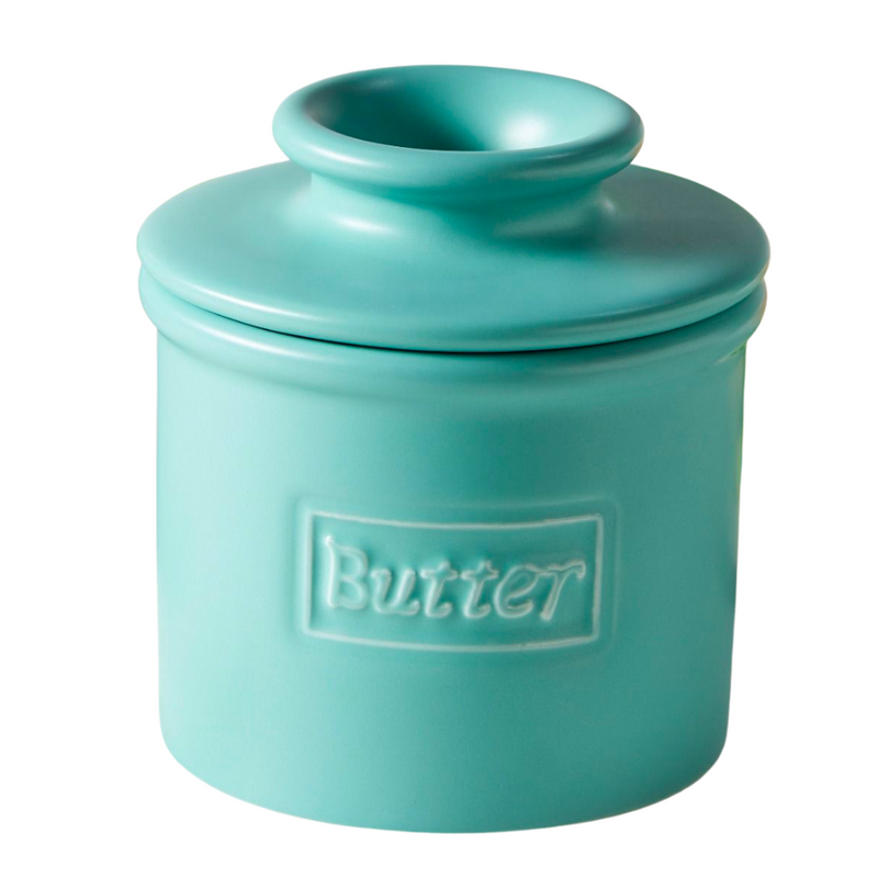 Load image into Gallery viewer, Matte Aqua Cafe Butter Bell Crock
